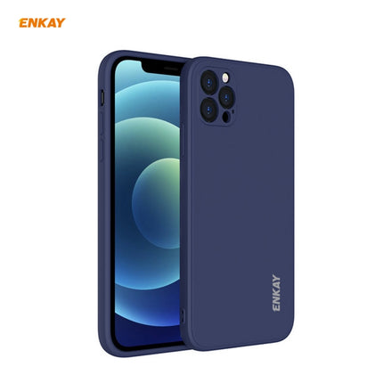 For iPhone 12 Pro Max Hat-Prince ENKAY ENK-PC070 Liquid Silicone Straight Edge Shockproof Protective Case(Navy Blue)-garmade.com