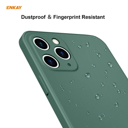 For iPhone 11 Pro Max Hat-Prince ENKAY ENK-PC0662 Liquid Silicone Straight Edge Shockproof Protective Case + 0.26mm 9H 2.5D Full Glue Full Coverage Tempered Glass Protector Film(Light Green)-garmade.com