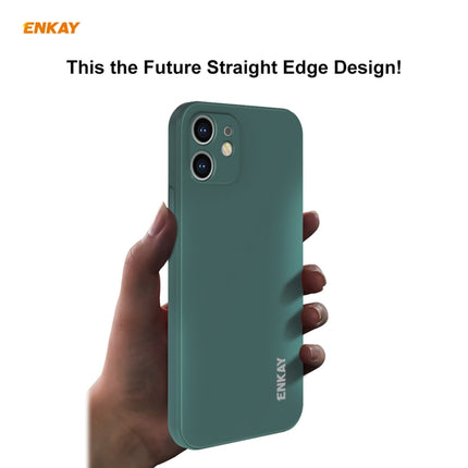 Hat-Prince ENKAY ENK-PC0672 Liquid Silicone Straight Edge Shockproof Case + 0.26mm 9H 2.5D Full Glue Tempered Glass Film(Light Green)-garmade.com