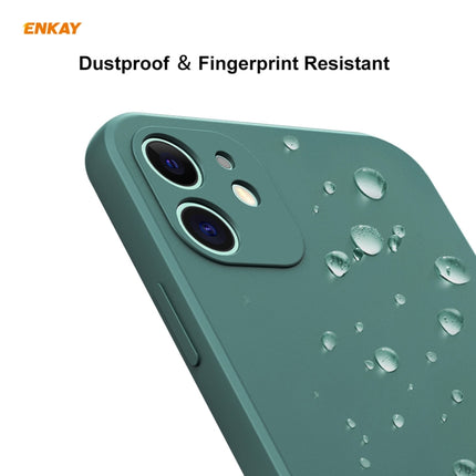 Hat-Prince ENKAY ENK-PC0672 Liquid Silicone Straight Edge Shockproof Case + 0.26mm 9H 2.5D Full Glue Tempered Glass Film(Dark Green)-garmade.com