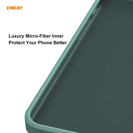 For iPhone 12 Hat-Prince ENKAY ENK-PC0682 Liquid Silicone Straight Edge Shockproof Case + 0.26mm 9H 2.5D Full Glue Tempered Glass Film(Dark Blue)-garmade.com
