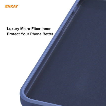 For iPhone 12 Pro Hat-Prince ENKAY ENK-PC0692 Liquid Silicone Straight Edge Shockproof Case + 0.26mm 9H 2.5D Full Glue Tempered Glass Film(Dark Blue)-garmade.com