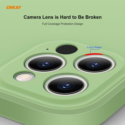 Hat-Prince ENKAY ENK-PC0702 Liquid Silicone Straight Edge Shockproof Case + 0.26mm 9H 2.5D Full Glue Tempered Glass Film(Light Green)-garmade.com