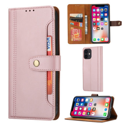 Calf Texture Double Fold Clasp Horizontal Flip Leather Case with Photo Frame & Holder & Card Slots & Wallet For iPhone 12 mini(Rose gold)-garmade.com