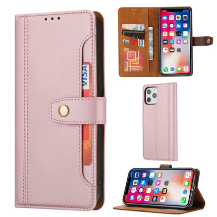 Calf Texture Double Fold Clasp Horizontal Flip Leather Case with Photo Frame & Holder & Card Slots & Wallet (Rose Gold)-garmade.com