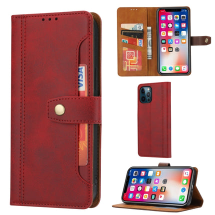 Calf Texture Double Fold Clasp Horizontal Flip Leather Case with Photo Frame & Holder & Card Slots & Wallet For iPhone 12 Pro Max(Red)-garmade.com