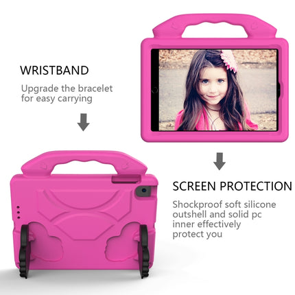 For iPad Mini 5/4/3/2/1 EVA Material Children Flat Anti Falling Cover Protective Shell With Thumb Bracket(RoseRed)-garmade.com