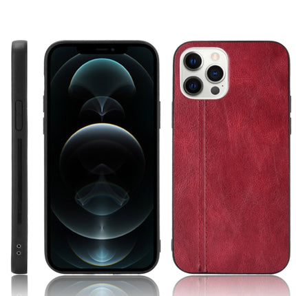 Shockproof Sewing Cow Pattern Skin PC + PU + TPU Case For iPhone 12 / 12 Pro(Red)-garmade.com