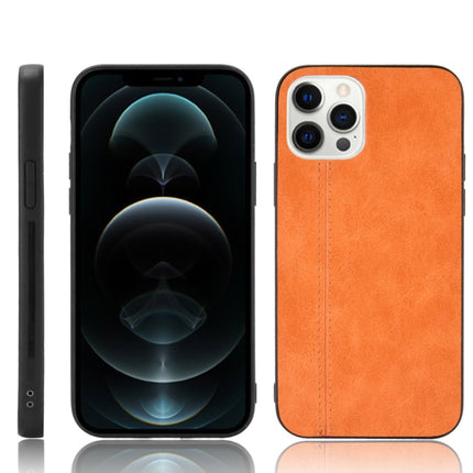 Shockproof Sewing Cow Pattern Skin PC + PU + TPU Case For iPhone 12 / 12 Pro(Orange)-garmade.com