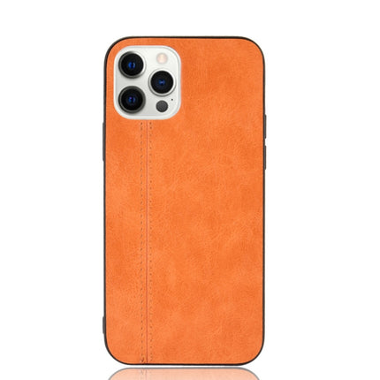Shockproof Sewing Cow Pattern Skin PC + PU + TPU Case For iPhone 12 / 12 Pro(Orange)-garmade.com