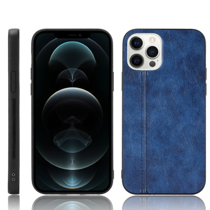 Shockproof Sewing Cow Pattern Skin PC + PU + TPU Case For iPhone 12 / 12 Pro(Blue)-garmade.com