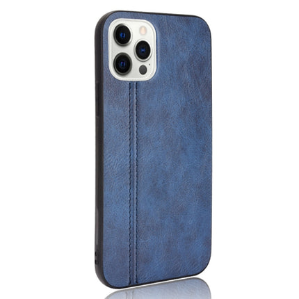 Shockproof Sewing Cow Pattern Skin PC + PU + TPU Case For iPhone 12 / 12 Pro(Blue)-garmade.com