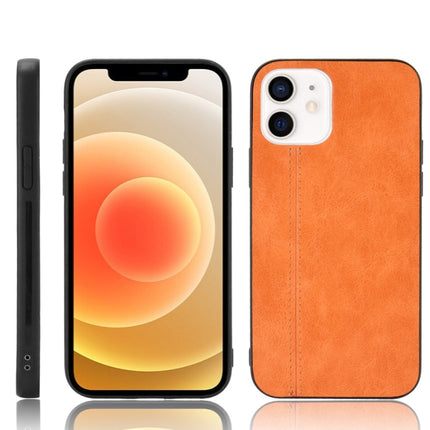 Shockproof Sewing Cow Pattern Skin PC + PU + TPU Case For iPhone 12 mini(Orange)-garmade.com