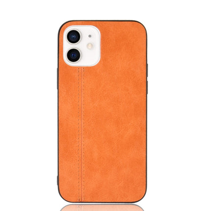 Shockproof Sewing Cow Pattern Skin PC + PU + TPU Case For iPhone 12 mini(Orange)-garmade.com