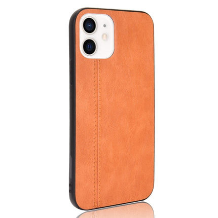 Shockproof Sewing Cow Pattern Skin PC + PU + TPU Case For iPhone 12 mini(Orange)-garmade.com