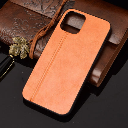 Shockproof Sewing Cow Pattern Skin PC + PU + TPU Case For iPhone 12 mini(Orange)-garmade.com