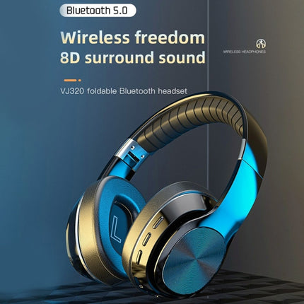 VJ320 Bluetooth 5.0 Head-mounted Foldable Wireless Headphones Support TF Card with Mic(Black)-garmade.com