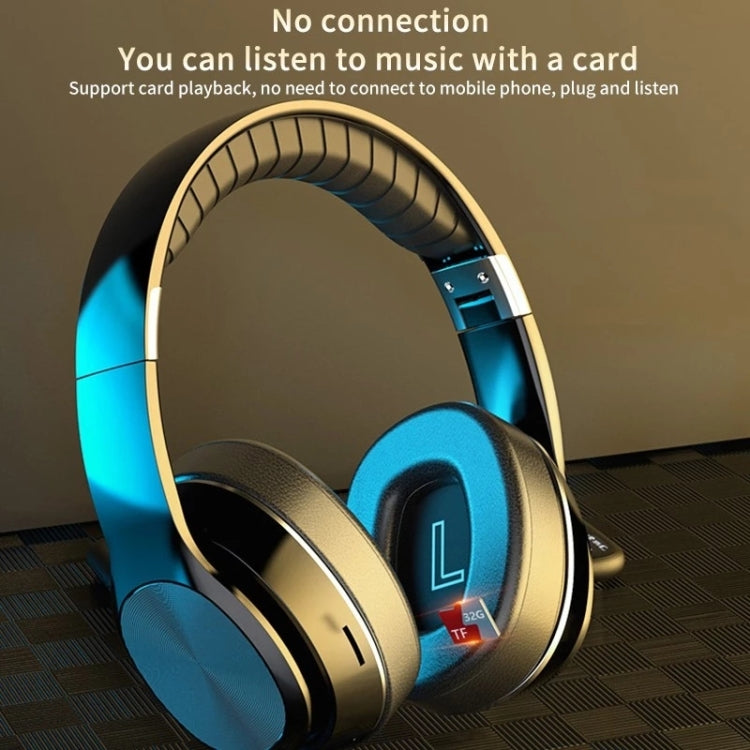 VJ320 Bluetooth 5.0 Head-mounted Foldable Wireless Headphones Support TF Card with Mic(Black)-garmade.com