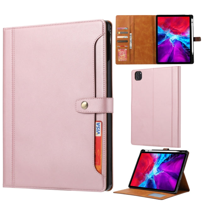 Calf Texture Double Fold Clasp Horizontal Flip Leather Case with Photo Frame & Holder & Card Slots & Wallet For iPad Air 2022 / 2020 10.9(Rose Gold)-garmade.com