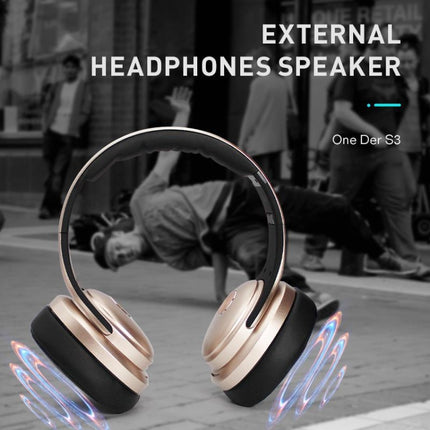 OneDer S3 2 in1 Headphone & Speaker Portable Wireless Bluetooth Headphone Noise Cancelling Over Ear Stereo(Gold)-garmade.com