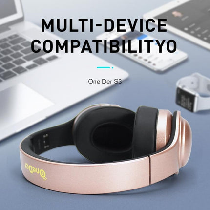 OneDer S3 2 in1 Headphone & Speaker Portable Wireless Bluetooth Headphone Noise Cancelling Over Ear Stereo(Rose Gold)-garmade.com