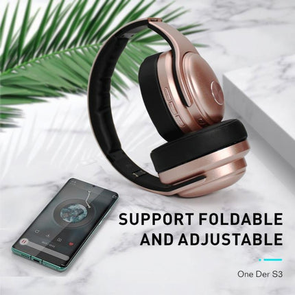 OneDer S3 2 in1 Headphone & Speaker Portable Wireless Bluetooth Headphone Noise Cancelling Over Ear Stereo(Rose Gold)-garmade.com