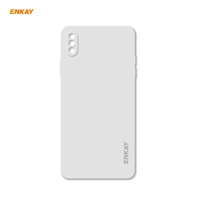 ENKAY ENK-PC072 Hat-Prince Liquid Silicone Straight Edge Shockproof Protective Case For iPhone XS Max(White)-garmade.com