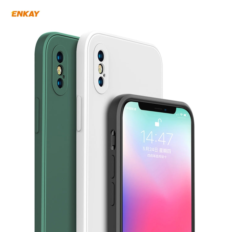ENKAY ENK-PC072 Hat-Prince Liquid Silicone Straight Edge Shockproof Protective Case For iPhone XS Max(White)-garmade.com