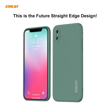 ENKAY ENK-PC072 Hat-Prince Liquid Silicone Straight Edge Shockproof Protective Case For iPhone XS Max(Dark Green)-garmade.com