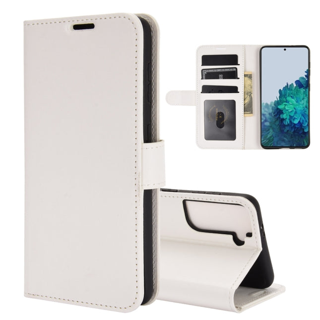 For Samsung Galaxy S21 5G R64 Texture Single Horizontal Flip Protective Case with Holder & Card Slots & Wallet& Photo Frame(White)-garmade.com