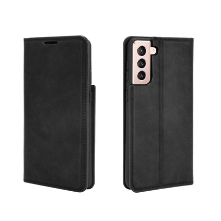 For Samsung Galaxy S21 5G Retro-skin Business Magnetic Suction Leather Case with Holder & Card Slots & Wallet(Black)-garmade.com