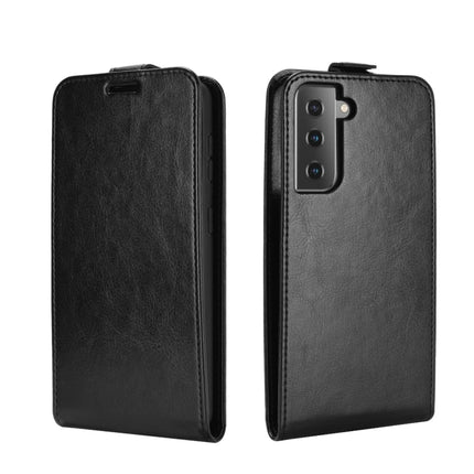 For Samsung Galaxy S21 5G R64 Texture Single Vertical Flip Leather Protective Case with Card Slots & Photo Frame(Black)-garmade.com