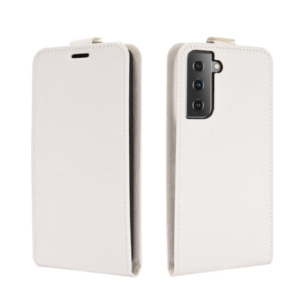 For Samsung Galaxy S21 5G R64 Texture Single Vertical Flip Leather Protective Case with Card Slots & Photo Frame(White)-garmade.com