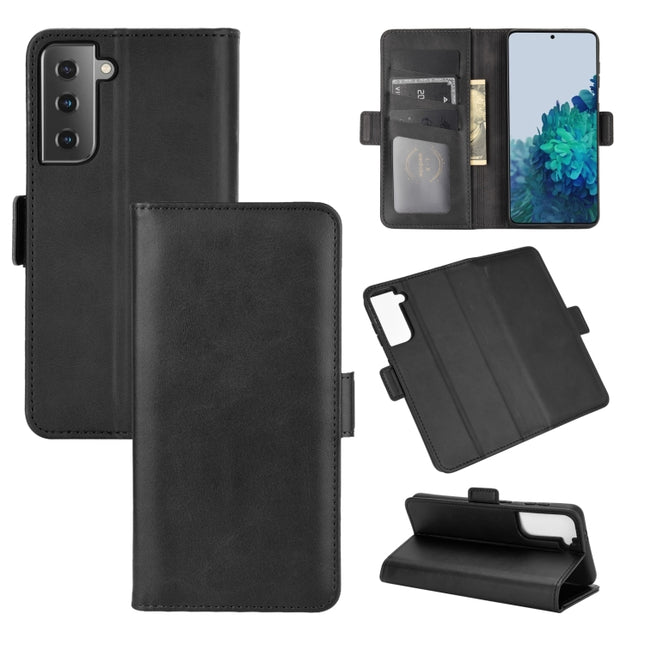For Samsung Galaxy S21 5G Dual-side Magnetic Buckle Horizontal Flip Leather Case with Holder & Card Slots & Wallet(Black)-garmade.com