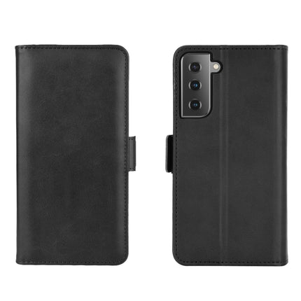 For Samsung Galaxy S21 5G Dual-side Magnetic Buckle Horizontal Flip Leather Case with Holder & Card Slots & Wallet(Black)-garmade.com