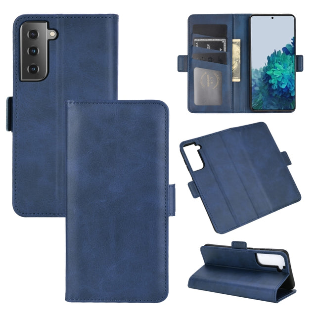 For Samsung Galaxy S21 5G Dual-side Magnetic Buckle Horizontal Flip Leather Case with Holder & Card Slots & Wallet(Dark Blue)-garmade.com