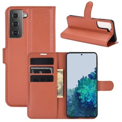 For Samsung Galaxy S21 5G Litchi Texture Horizontal Flip Protective Case with Holder & Card Slots & Wallet(Brown)-garmade.com