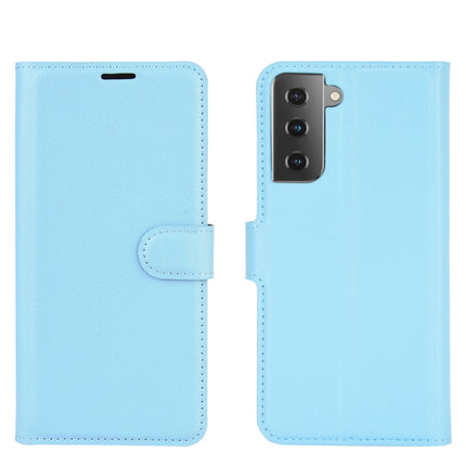For Samsung Galaxy S21 5G Litchi Texture Horizontal Flip Protective Case with Holder & Card Slots & Wallet(Blue)-garmade.com