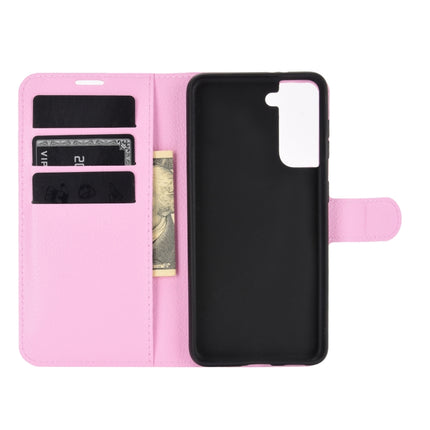 For Samsung Galaxy S21 5G Litchi Texture Horizontal Flip Protective Case with Holder & Card Slots & Wallet(Pink)-garmade.com