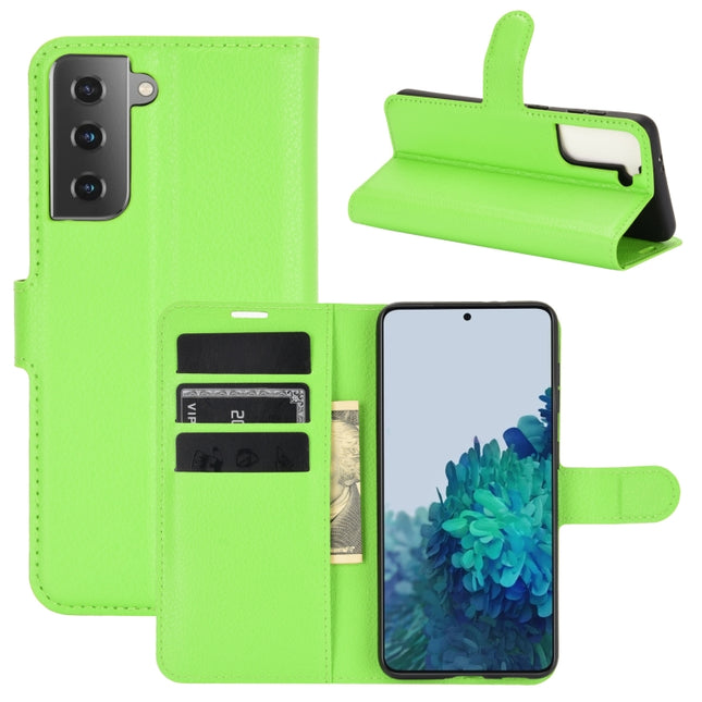 For Samsung Galaxy S21 5G Litchi Texture Horizontal Flip Protective Case with Holder & Card Slots & Wallet(Green)-garmade.com
