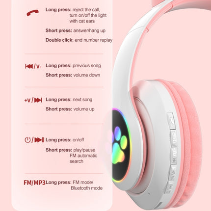 T&G TN-28 3.5mm Bluetooth 5.0 Dual Connection RGB Cat Ear Bass Stereo Noise-cancelling Headphones Support TF Card With Mic(Green)-garmade.com