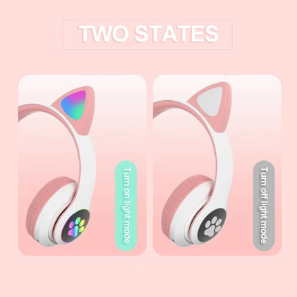 T&G TN-28 3.5mm Bluetooth 5.0 Dual Connection RGB Cat Ear Bass Stereo Noise-cancelling Headphones Support TF Card With Mic(Pink)-garmade.com
