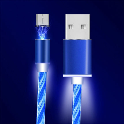 USB to Micro USB 360-degree Magnetic Attraction Colorful Streamer Data Cable, Cable Length: 1m(Blue)-garmade.com