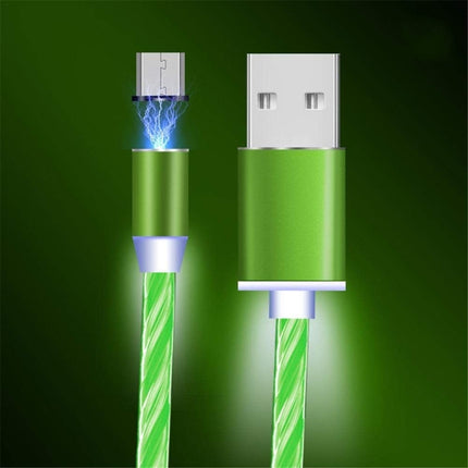 USB to Micro USB 360-degree Magnetic Attraction Colorful Streamer Data Cable, Cable Length: 1m(Green)-garmade.com