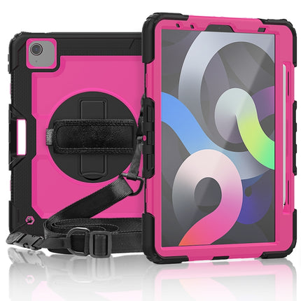 For iPad Air 2022 / 2020 10.9 Shockproof Black Silica Gel + Colorful PC Protective Case(Black+Hot Pink)-garmade.com