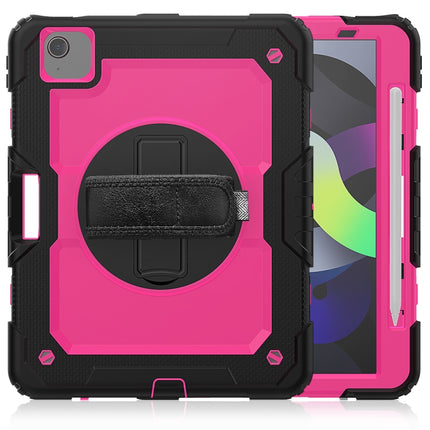 For iPad Air 2022 / 2020 10.9 Shockproof Black Silica Gel + Colorful PC Protective Case(Black+Hot Pink)-garmade.com