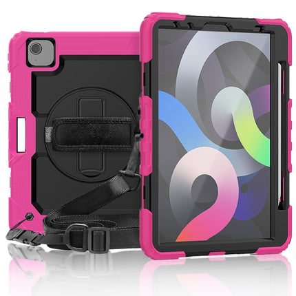 For iPad Air 2022 / 2020 10.9 Shockproof Black Silica Gel + Colorful PC Protective Case(Hot Pink)-garmade.com