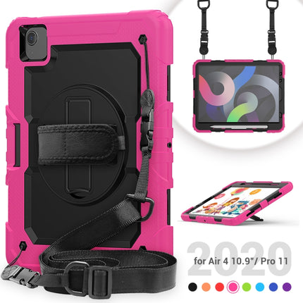 For iPad Air 2022 / 2020 10.9 Shockproof Black Silica Gel + Colorful PC Protective Case(Hot Pink)-garmade.com