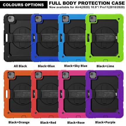 For iPad Air 2022 / 2020 10.9 Shockproof Black Silica Gel + Colorful PC Protective Case(Black+Green)-garmade.com