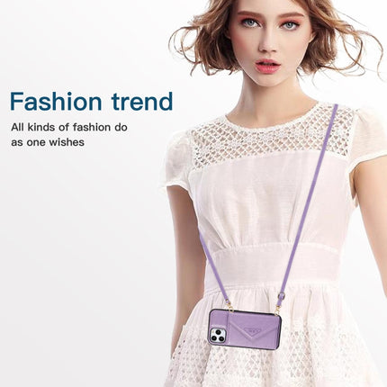 Multi-functional Cross-body Card Bag TPU+PU Back Cover Case with Holder & Card Slot & Wallet (Purple)-garmade.com